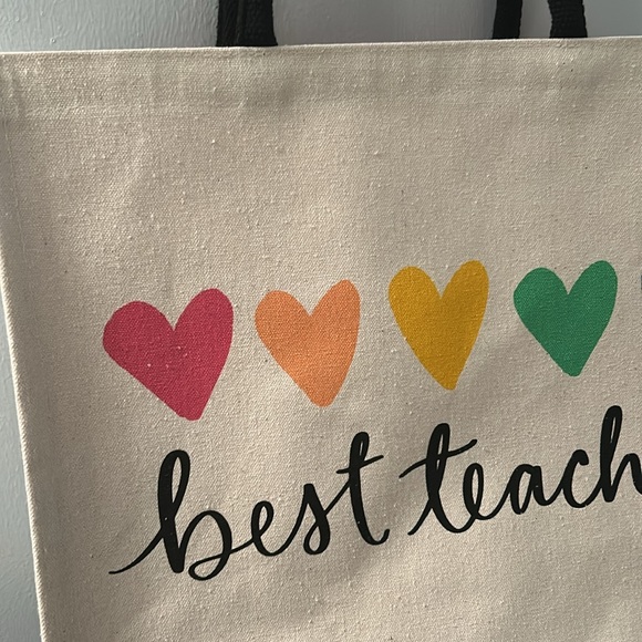 Best Teacher Canvas Tote Bag - Picture 3 of 16